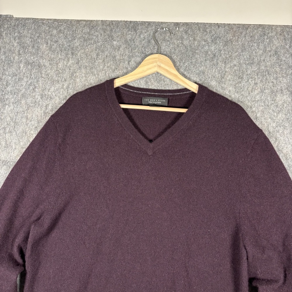 Bloomingdale's Sweater Men's XL Purple V Neck Cashmere Pullover - Picture 2 of 7